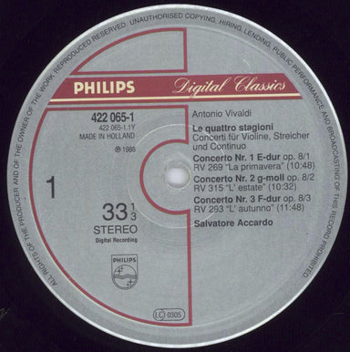 Antonio Vivaldi Le Quattro Stagioni = The Four Seasons / Concerto Per 3 Violini · Concerto Per 4 Violini Dutch vinyl LP album (LP record) VI2LPLE832699