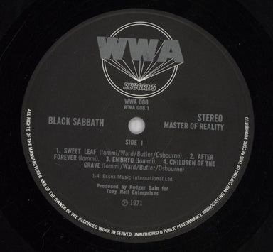 Black Sabbath Master Of Reality + Poster - Misprint - VG UK vinyl LP album (LP record) BLKLPMA835070