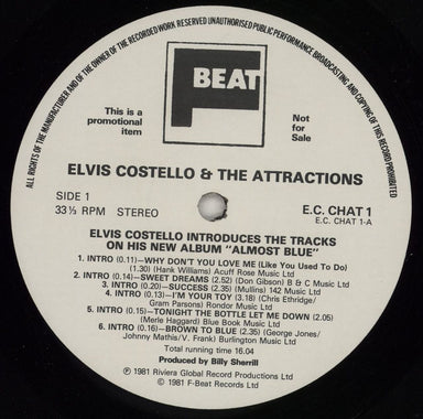 Elvis Costello Elvis Costello Introduces Tracks On Almost Blue-Autographed UK Promo vinyl LP album (LP record) COSLPEL93863
