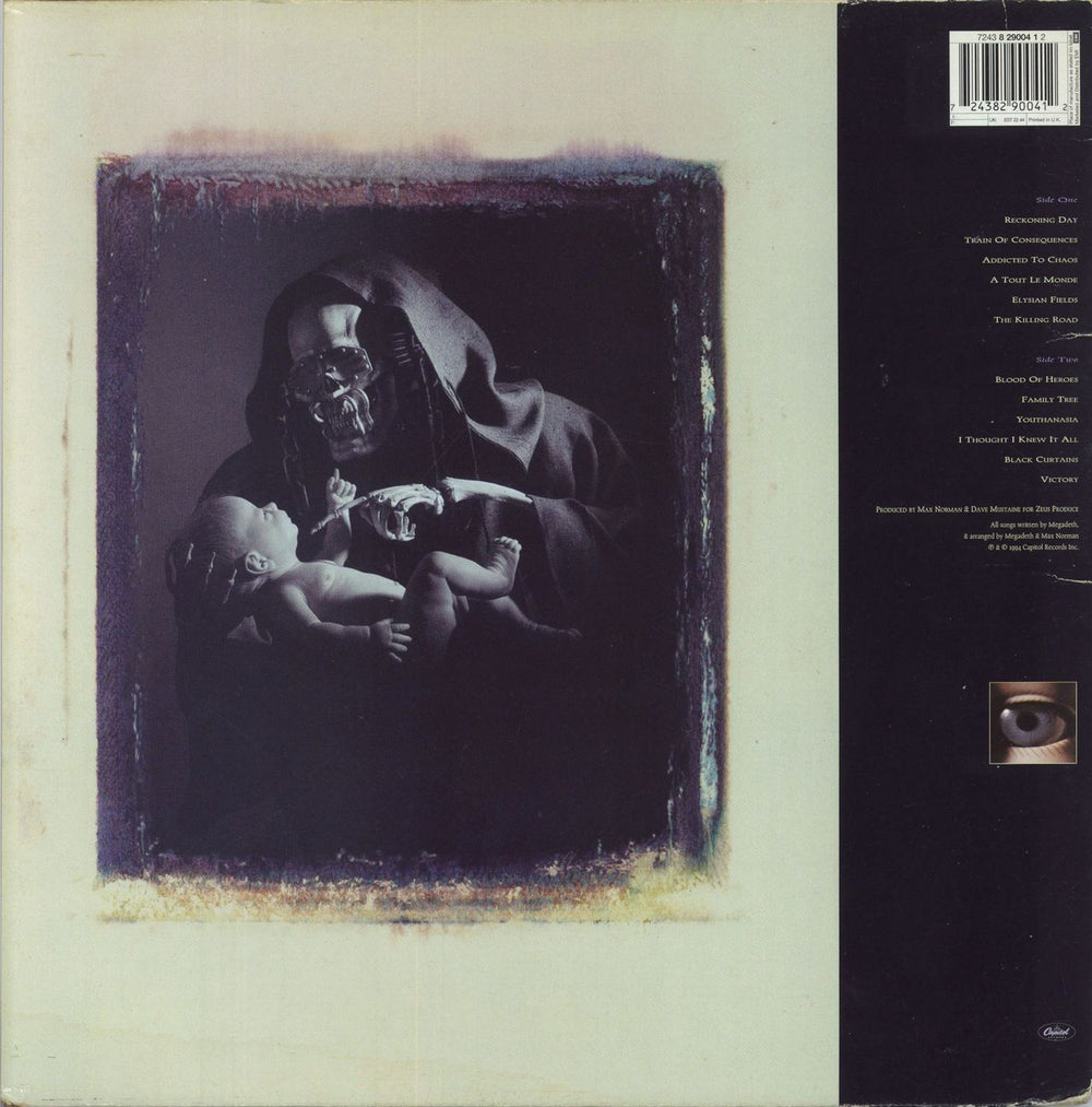 Megadeth Youthanasia - Blue vinyl - VG UK vinyl LP album (LP record) 724382900412