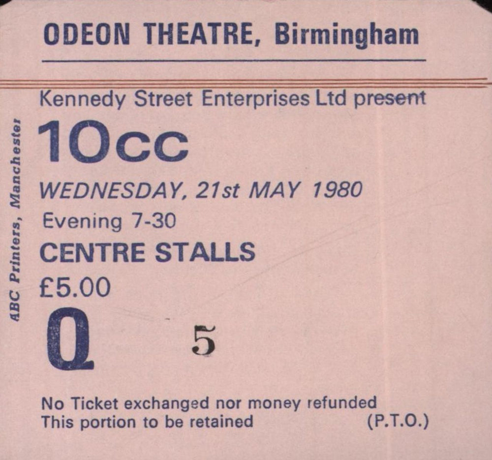 10cc Are You There - EX - Ticket Stub UK tour programme 10CTRAR836065