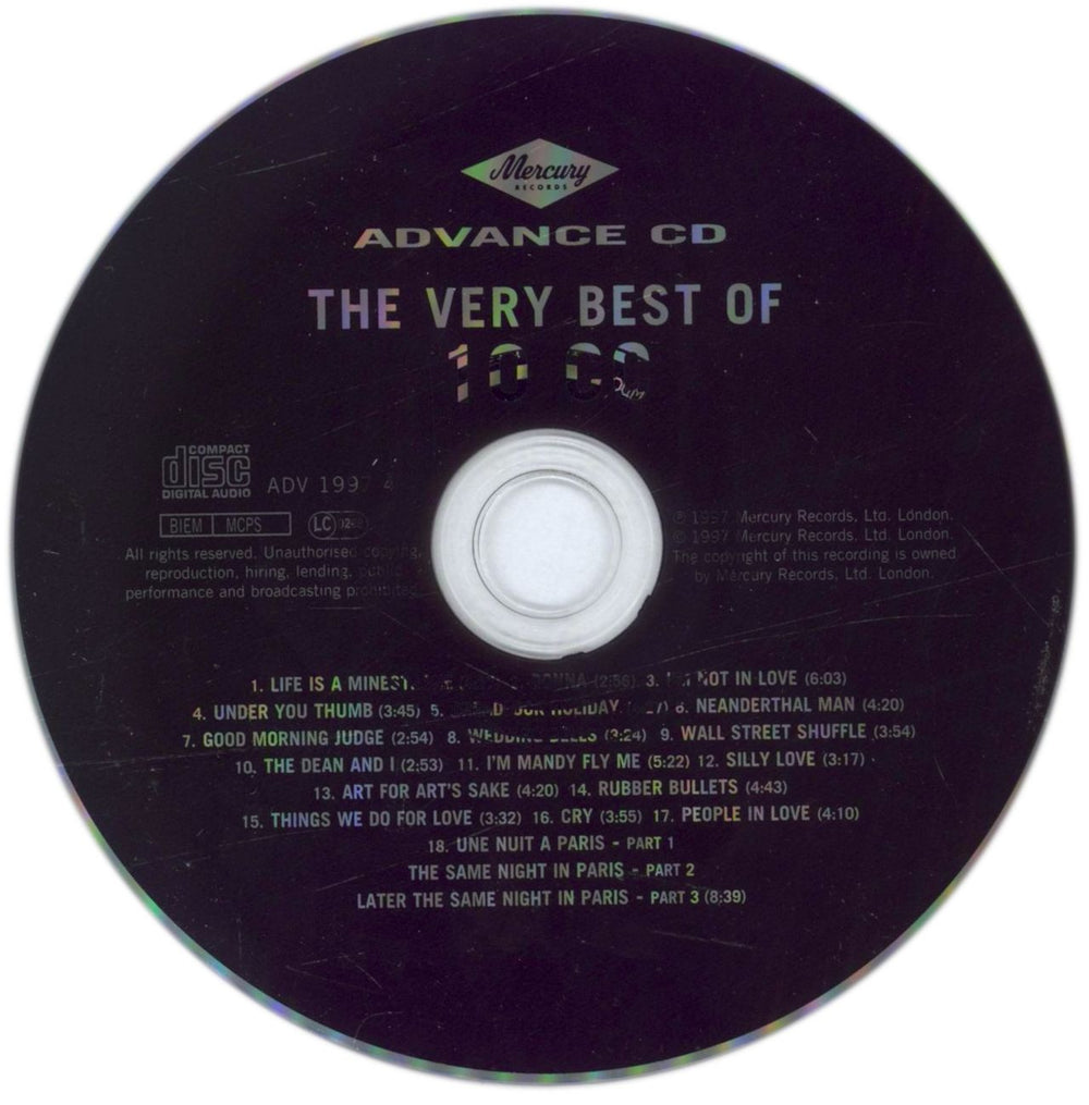 10cc The Very Best Of 10cc UK Promo CD album (CDLP) ADV-1997-4