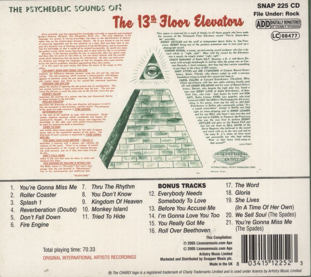 13th Floor Elevators The Psychedelic Sounds Of The 13th Floor Elevators UK CD album (CDLP) 803415122523