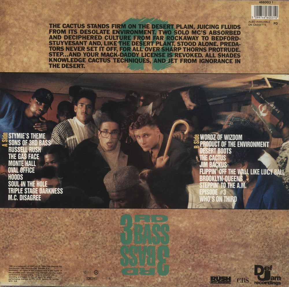 3rd Bass The Cactus Album - Hype Sticker UK vinyl LP album (LP record) 5099746600310