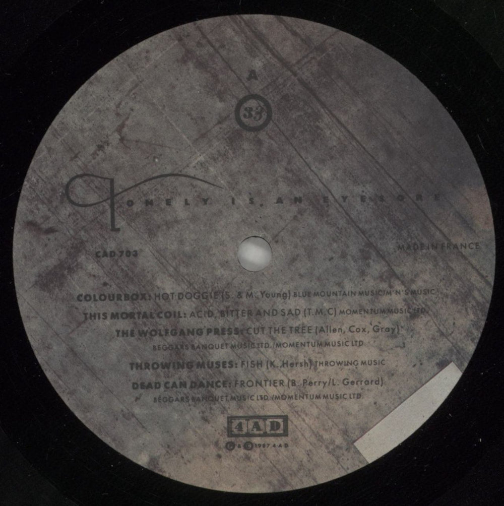 4.A.D.  Lonely Is An Eyesore UK vinyl LP album (LP record) 4ADLPLO878220