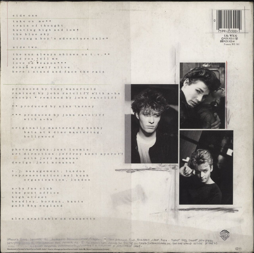 A-Ha Hunting High And Low German vinyl LP album (LP record) 075992530019