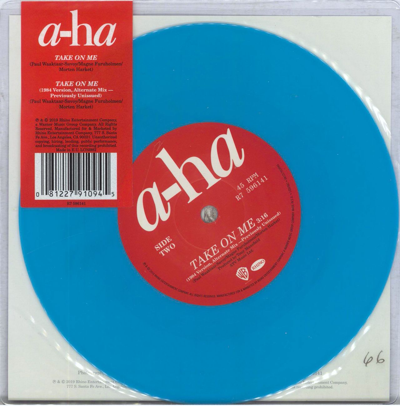 A-Ha Take On Me - Blue Vinyl - RSD US 7