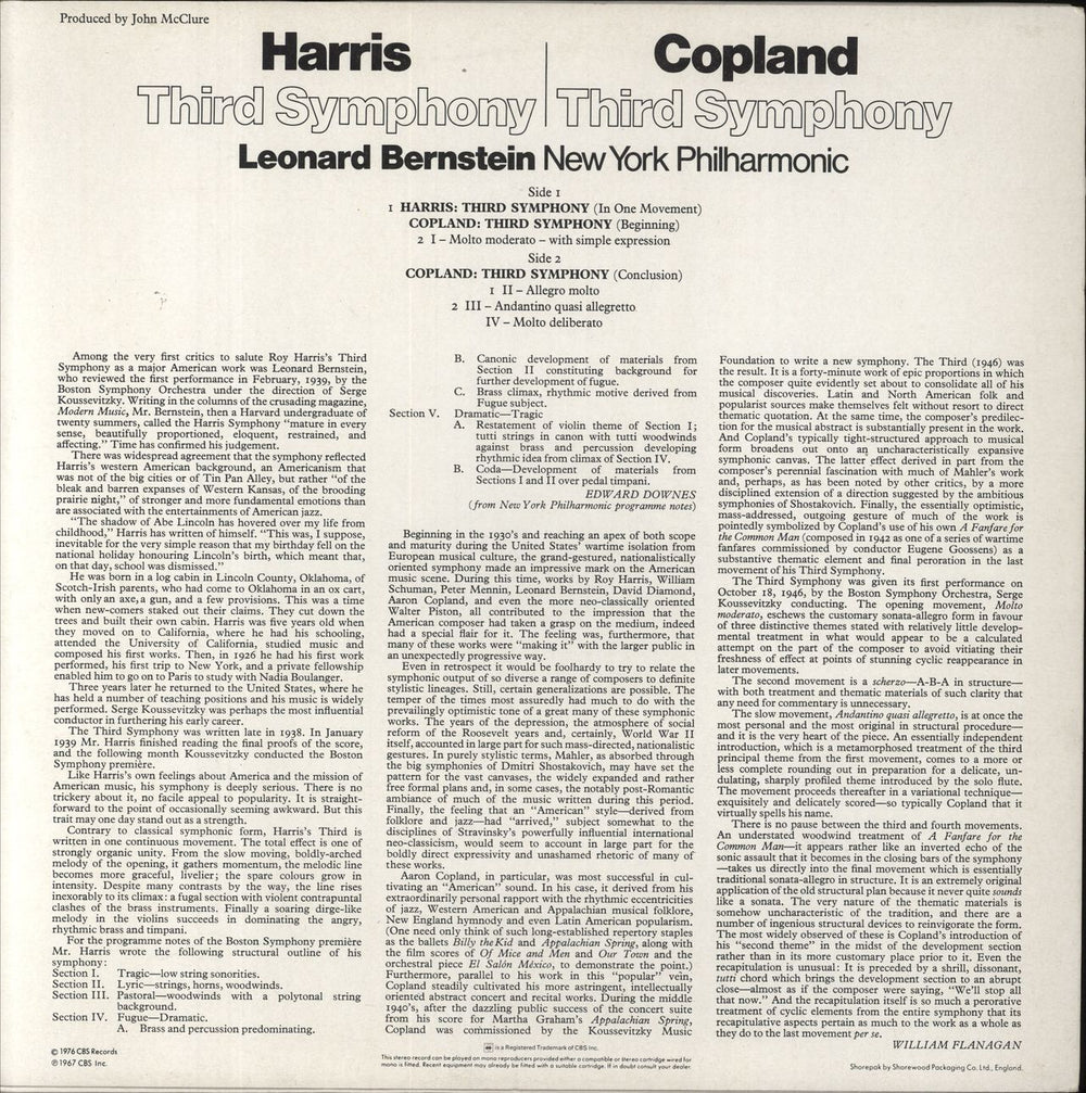 Aaron Copland Copland: Third Symphony (In One Movement) / Third Symphony UK vinyl LP album (LP record)