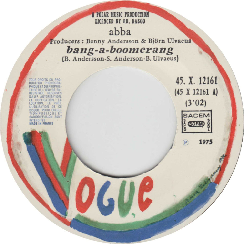 Abba Bang-A-Boomerang French 7" vinyl single (7 inch record / 45) ABB07BA48246