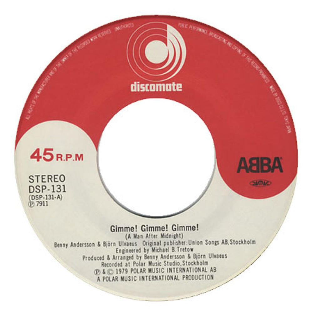 Abba Gimme! Gimme! Gimme! (A Man After Midnight) Japanese 7" vinyl single (7 inch record / 45) ABB07GI43980