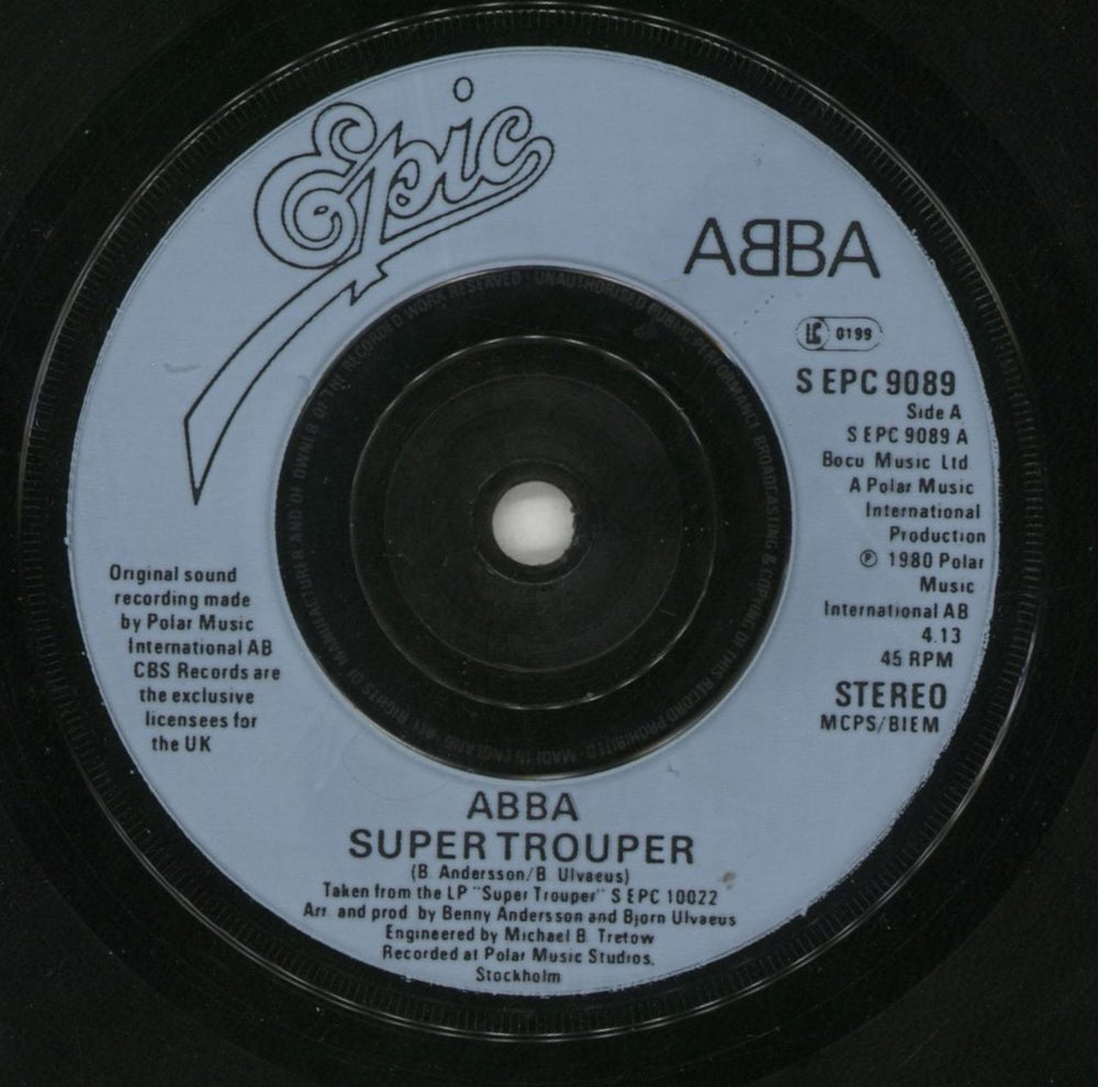 Abba Super Trouper - P/S - Inj UK 7" vinyl single (7 inch record / 45) ABB07SU31805