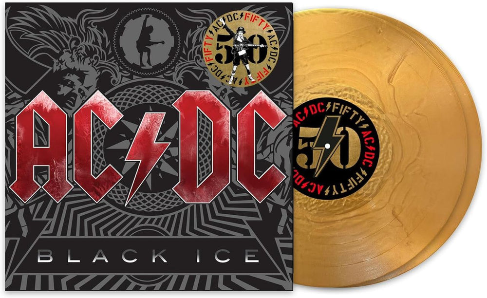 AC/DC Black Ice - Gold Vinyl 50th Anniversary Edition - Sealed UK 2-LP vinyl record set (Double LP Album) 196588734311