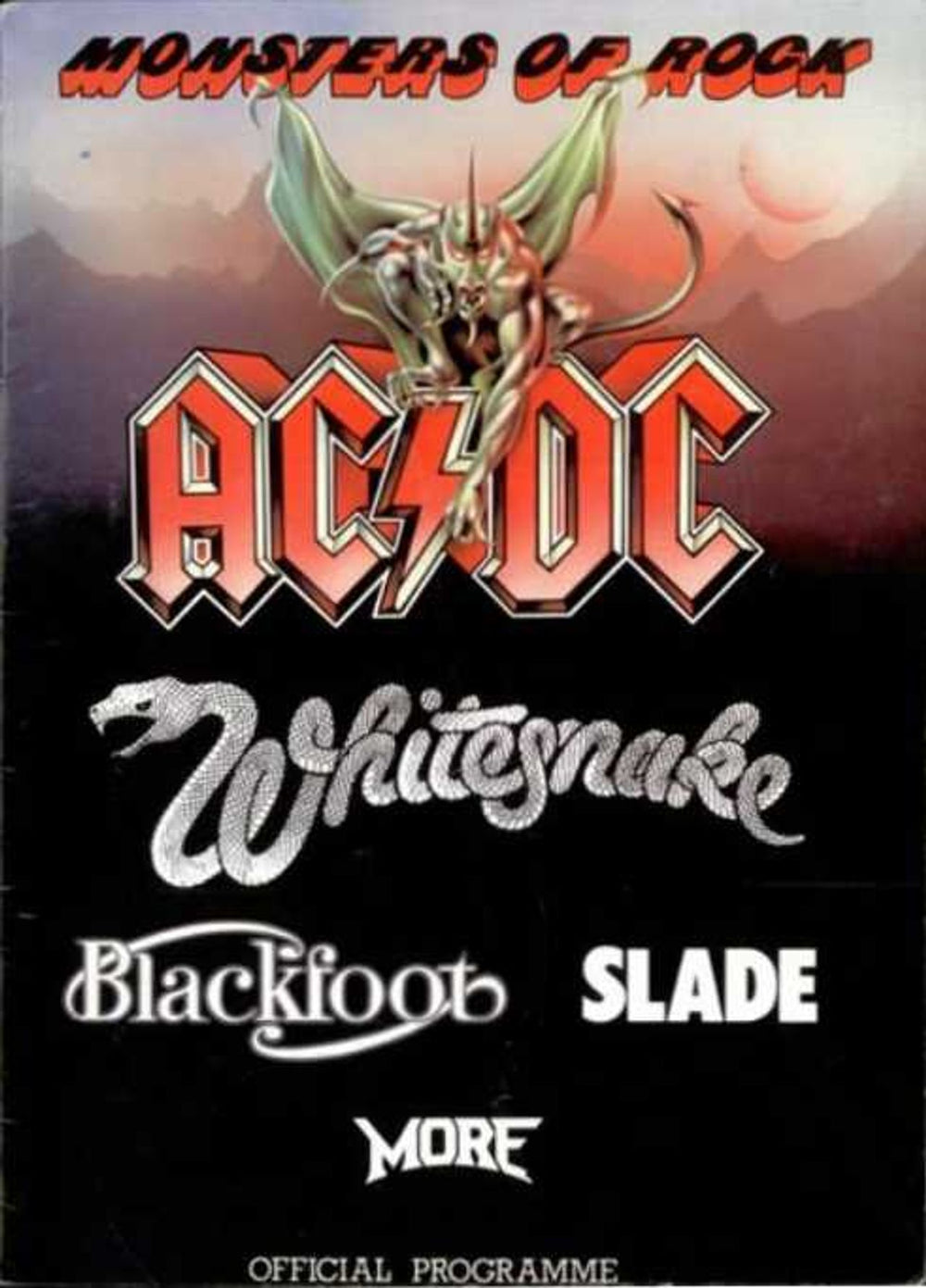 AC/DC Monsters Of Rock - 1981 Official - Ticket UK tour programme TOUR PROGRAMME