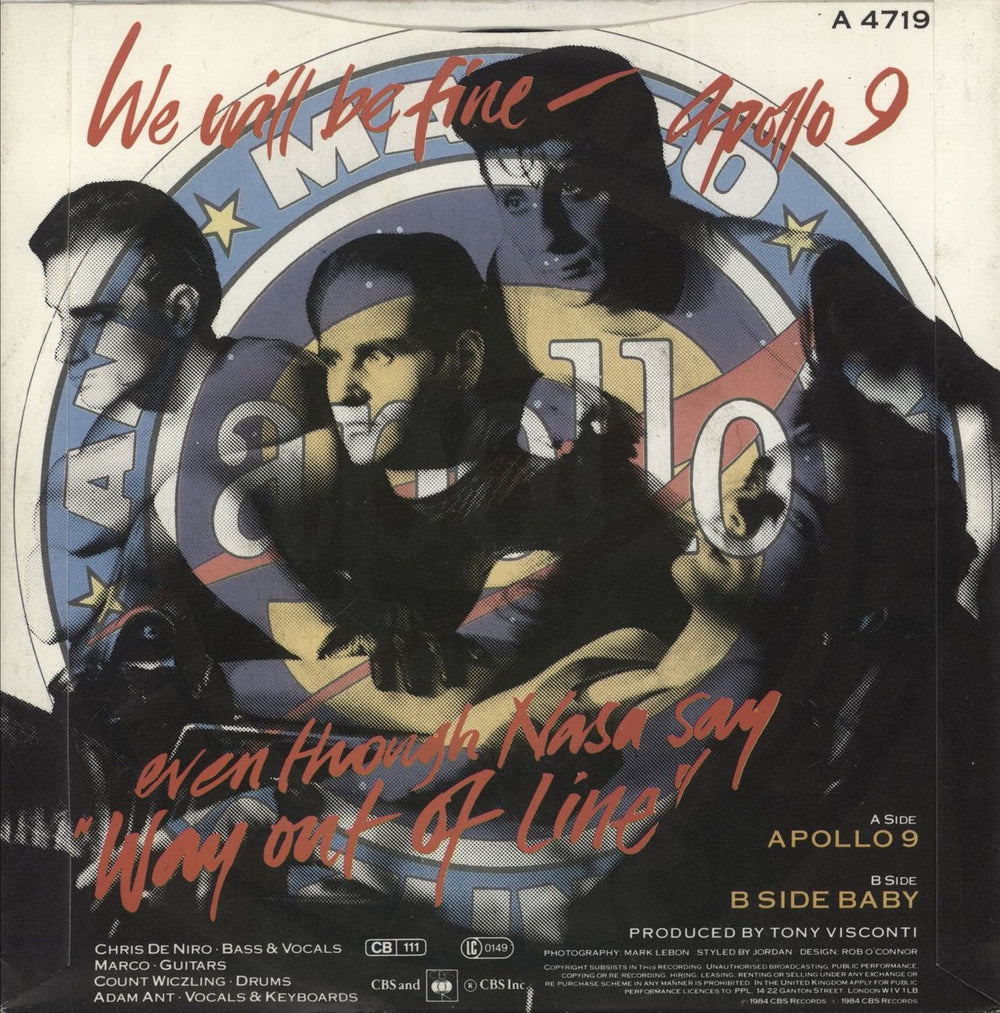 Adam Ant Apollo 9 UK 7" vinyl single (7 inch record / 45)