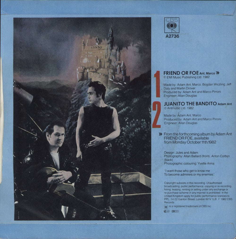 Adam Ant Friend Or Foe - p/s UK 7" vinyl single (7 inch record / 45)