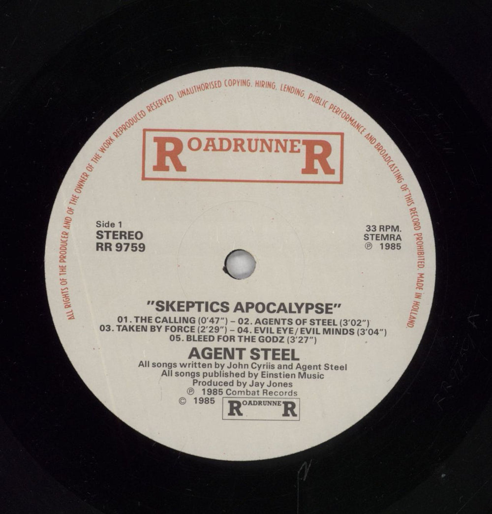 Agent Steel Skeptics Apocalypse Dutch vinyl LP album (LP record) 4260255247445