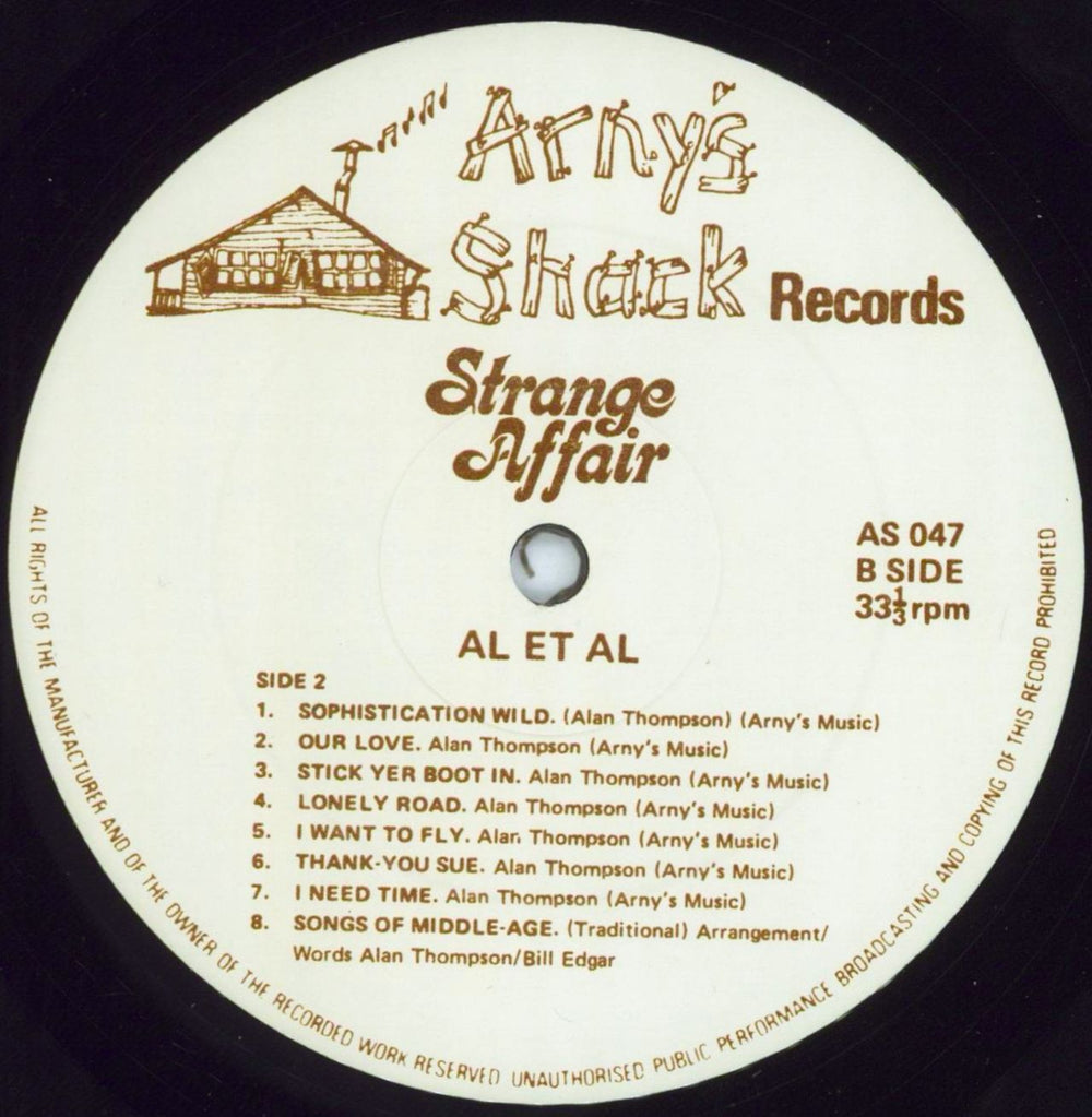 Al Et Al Strange Affair UK vinyl LP album (LP record)