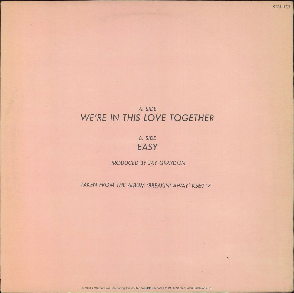 Al Jarreau We're In This Love Together UK 12" vinyl single (12 inch record / Maxi-single)