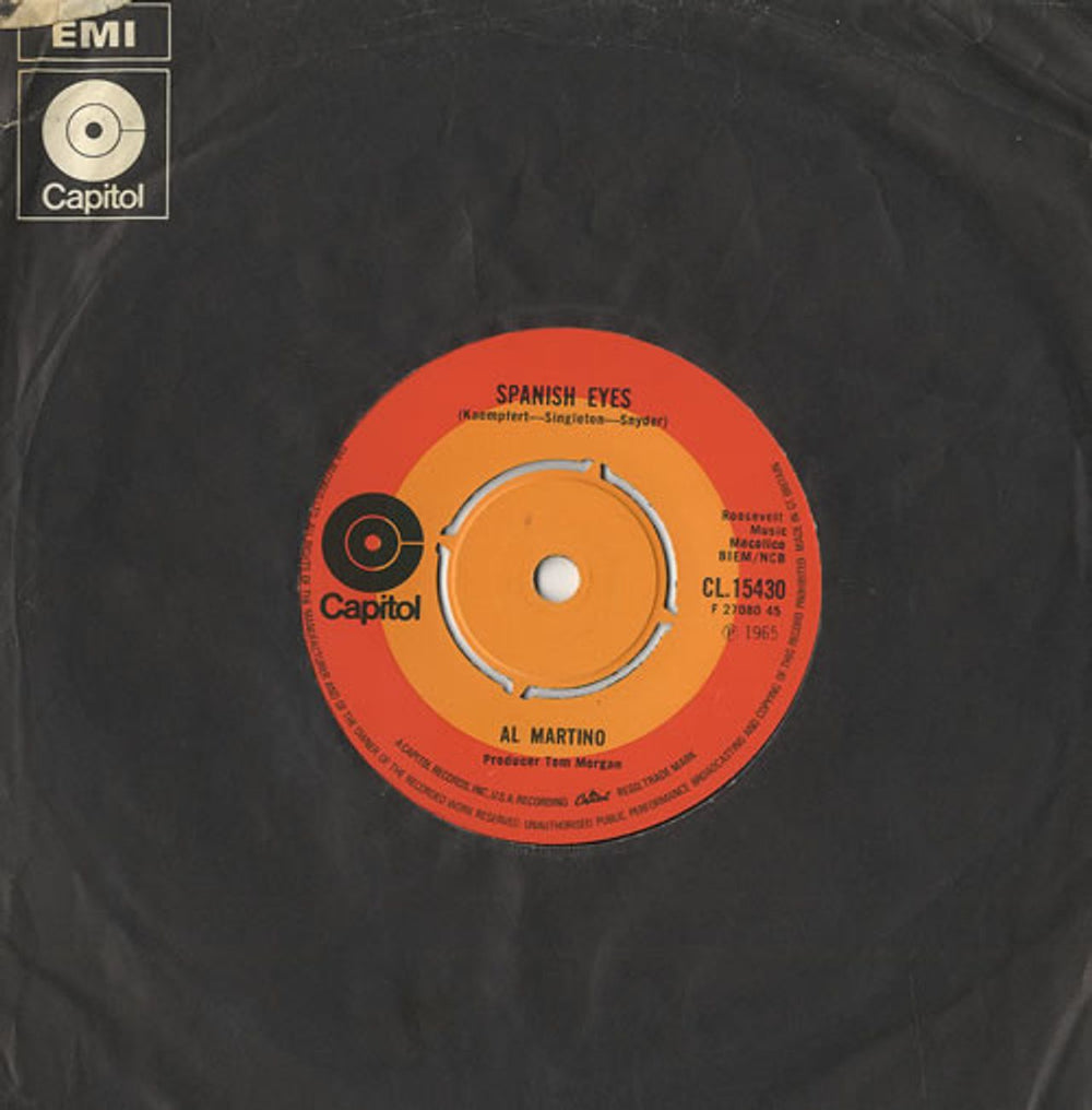 Al Martino Spanish Eyes - 2nd Issue UK 7" vinyl single (7 inch record / 45) CL15430