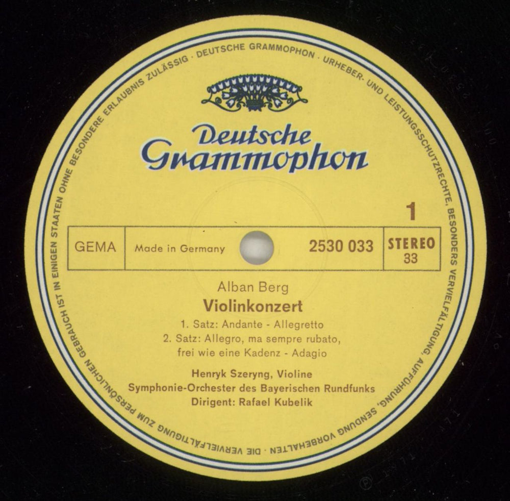 Alban Berg Violin Concertos German vinyl LP album (LP record) A5ZLPVI870712
