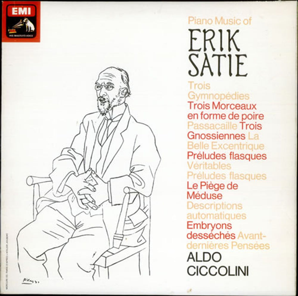 Aldo Ciccolini Piano Music Of Erik Satie - colour stamp UK vinyl LP album (LP record) ASD2389