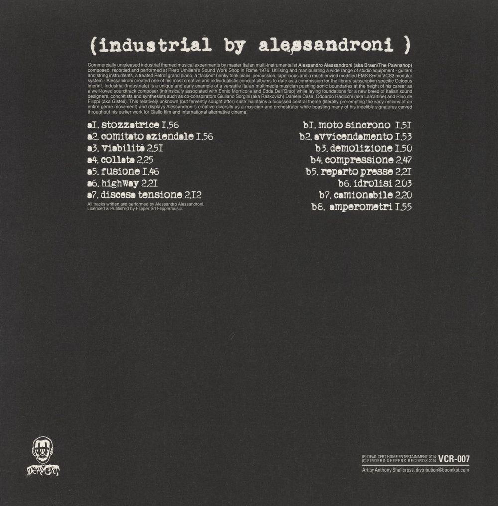 Alessandro Alessandroni Industrial UK vinyl LP album (LP record)