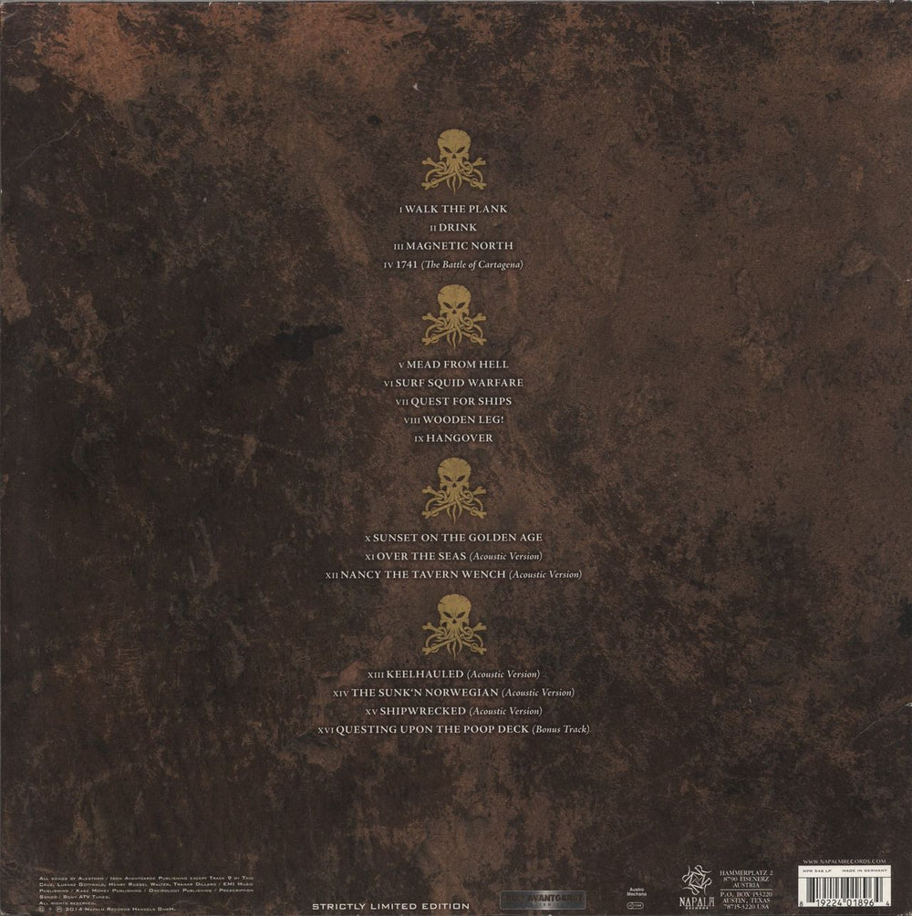 Alestorm Sunset On The Golden Age - Gold Vinyl Austrian 2-LP vinyl record set (Double LP Album) 819224018964