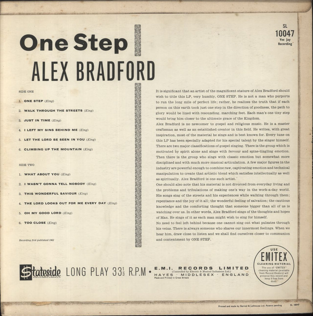 Alex Bradford One Step UK vinyl LP album (LP record)