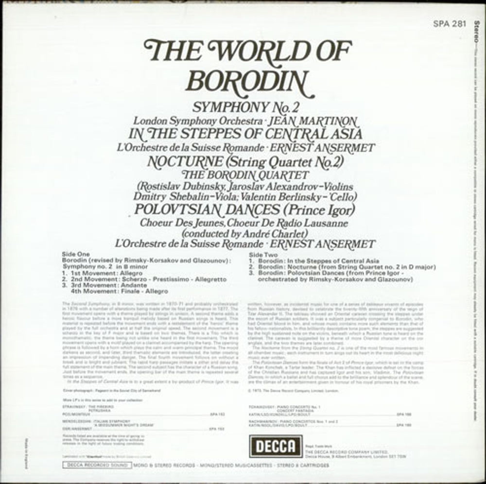 Alexander Borodin The World of Borodin: Symphony No. 2 UK vinyl LP album (LP record) B13LPTH528620