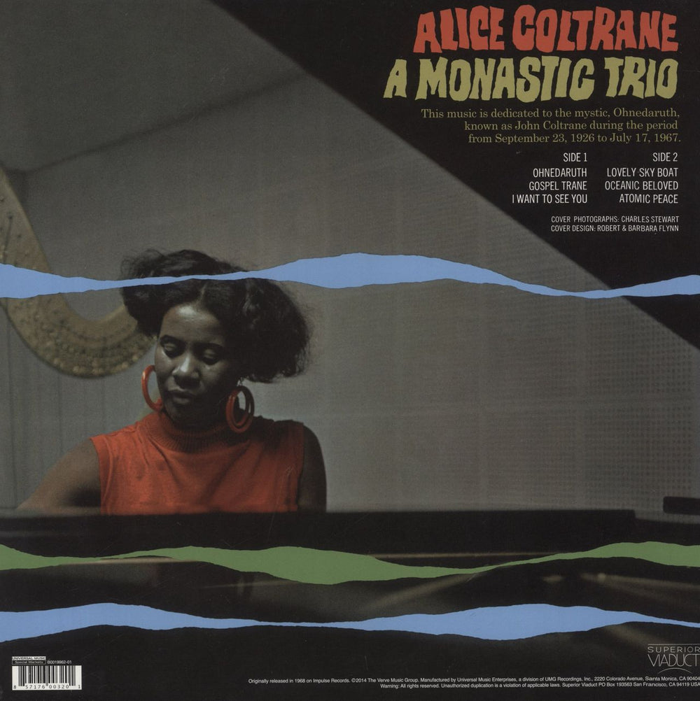 Alice Coltrane A Monastic Trio UK vinyl LP album (LP record) 857176003201