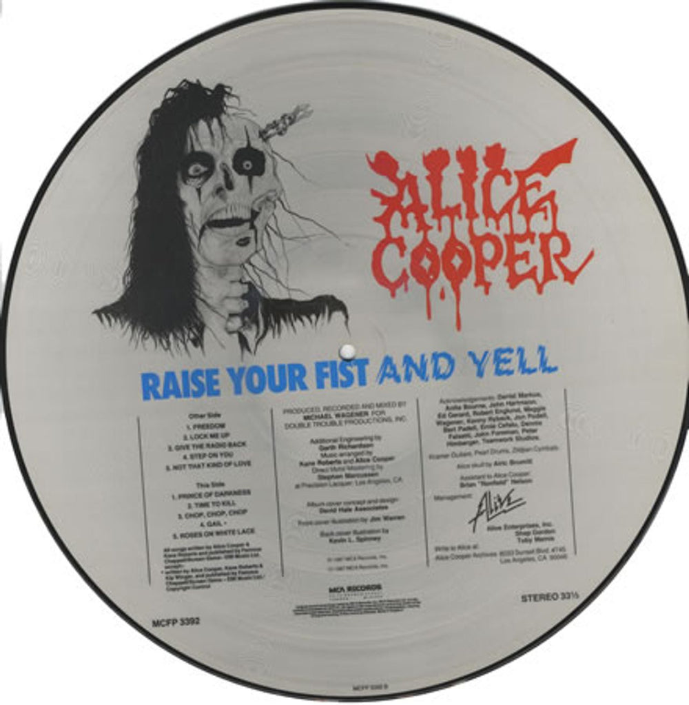 Alice Cooper Raise Your Fist And Yell UK picture disc LP (vinyl picture disc album) COOPDRA13822