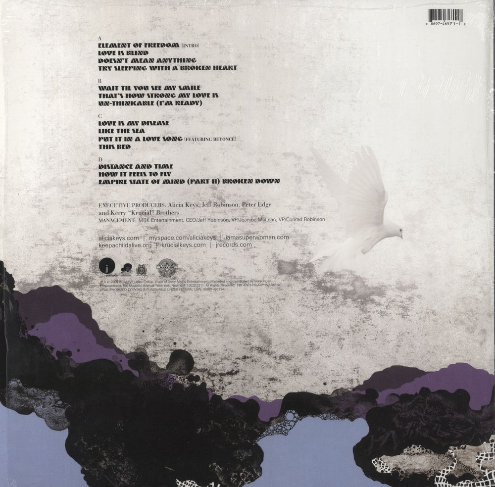 Alicia Keys The Element Of Freedom - Lilac Vinyl - EX US 2-LP vinyl record set (Double LP Album) 886974657118
