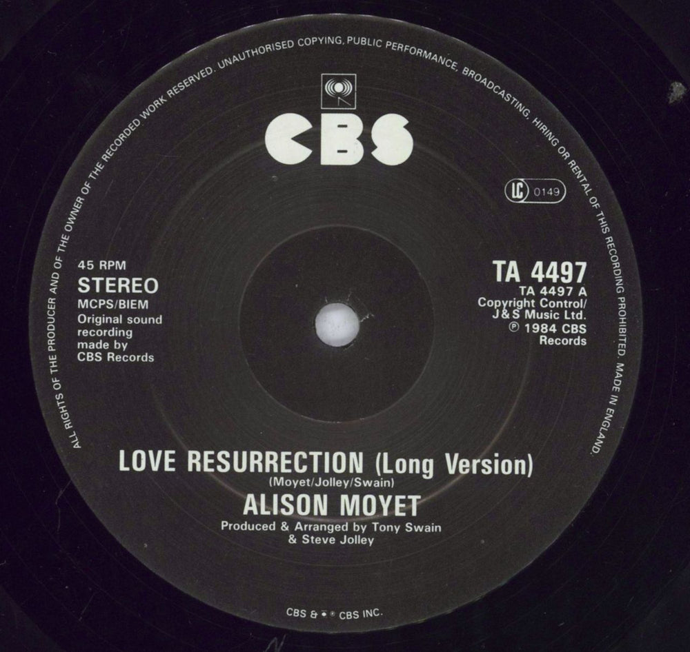 Alison Moyet Love Resurrection - Black labels / Misprint UK 12" vinyl single (12 inch record / Maxi-single) MOY12LO830881