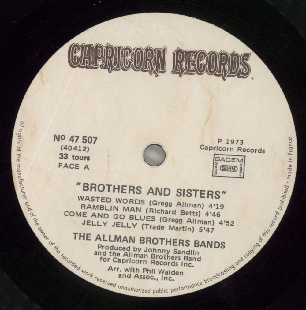 Allman Brothers Band Brothers And Sisters UK vinyl LP album (LP record) ABRLPBR329195