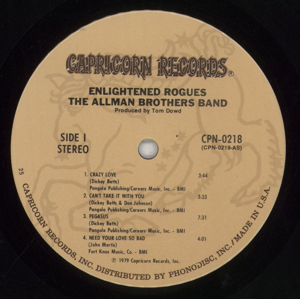 Allman Brothers Band Enlightened Rogues US vinyl LP album (LP record) ABRLPEN699527