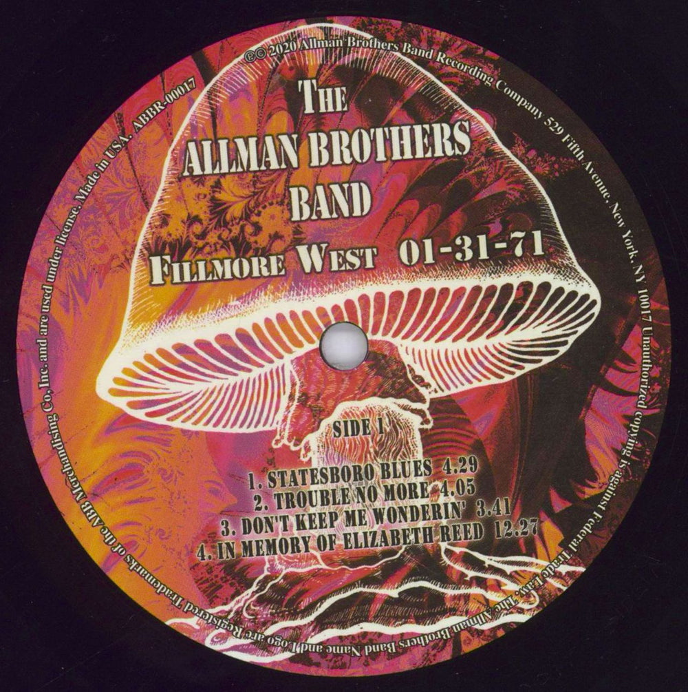 Allman Brothers Band Fillmore West 1-31-71 + Glow-In-The-Dark Poster - RSD20 US 2-LP vinyl record set (Double LP Album) ABR2LFI831462