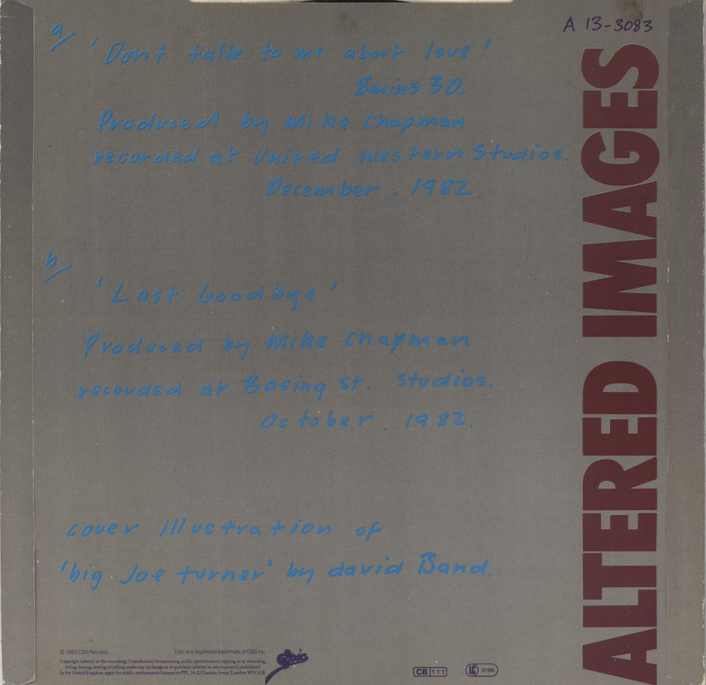 Altered Images Don't Talk To Me About Love UK 12" vinyl single (12 inch record / Maxi-single)
