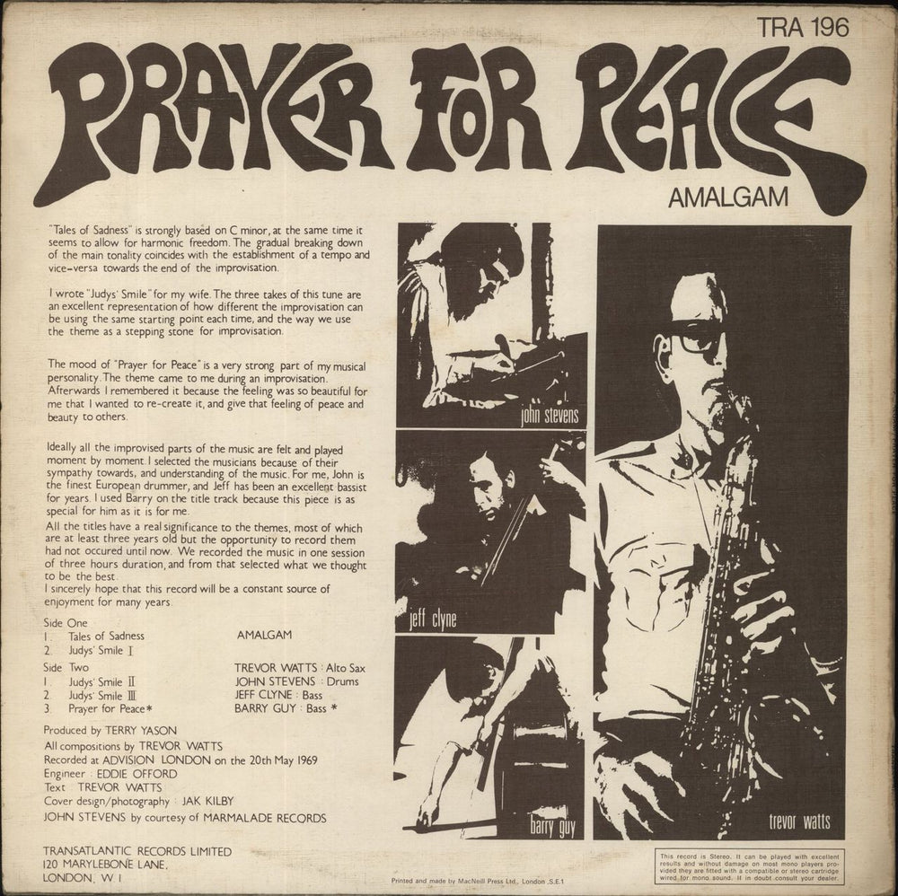 Amalgam Prayer For Peace - EX UK vinyl LP album (LP record)