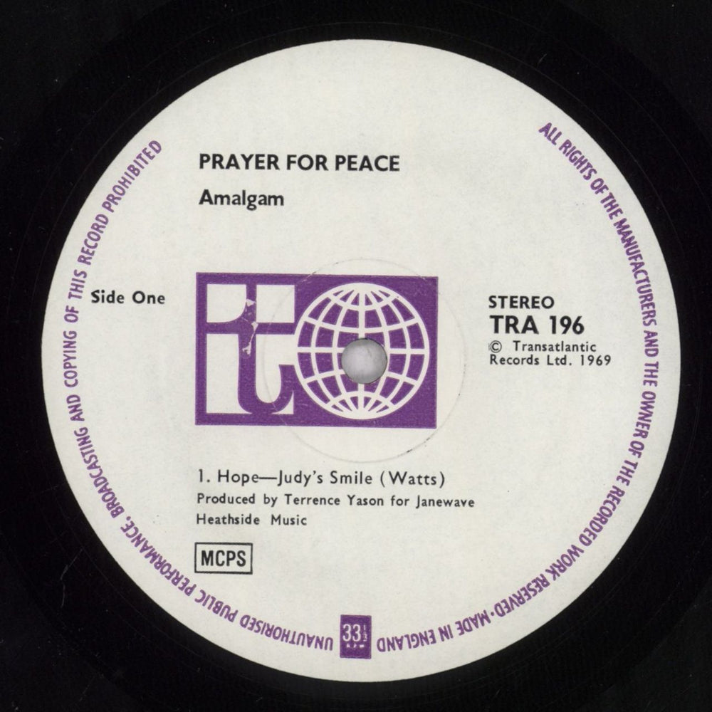 Amalgam Prayer For Peace - EX UK vinyl LP album (LP record) A9BLPPR841452