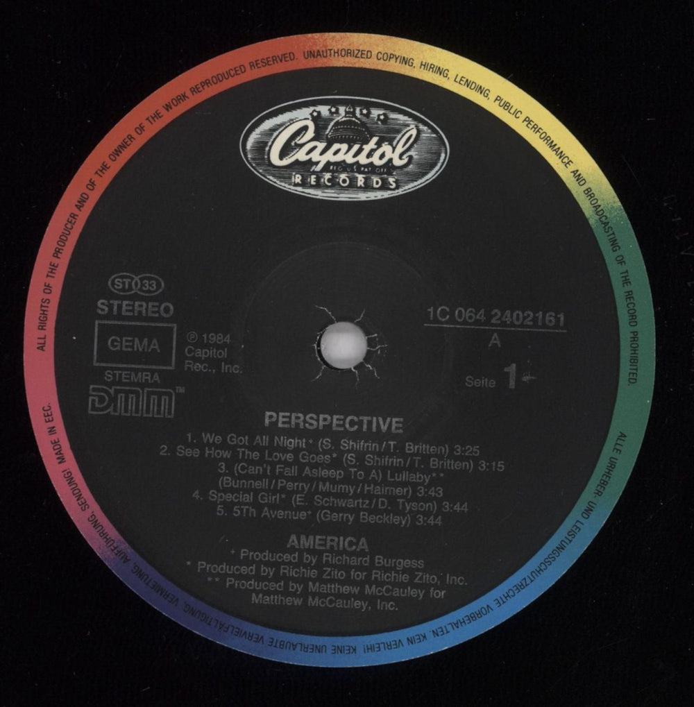 America Perspective UK vinyl LP album (LP record) AMRLPPE835278