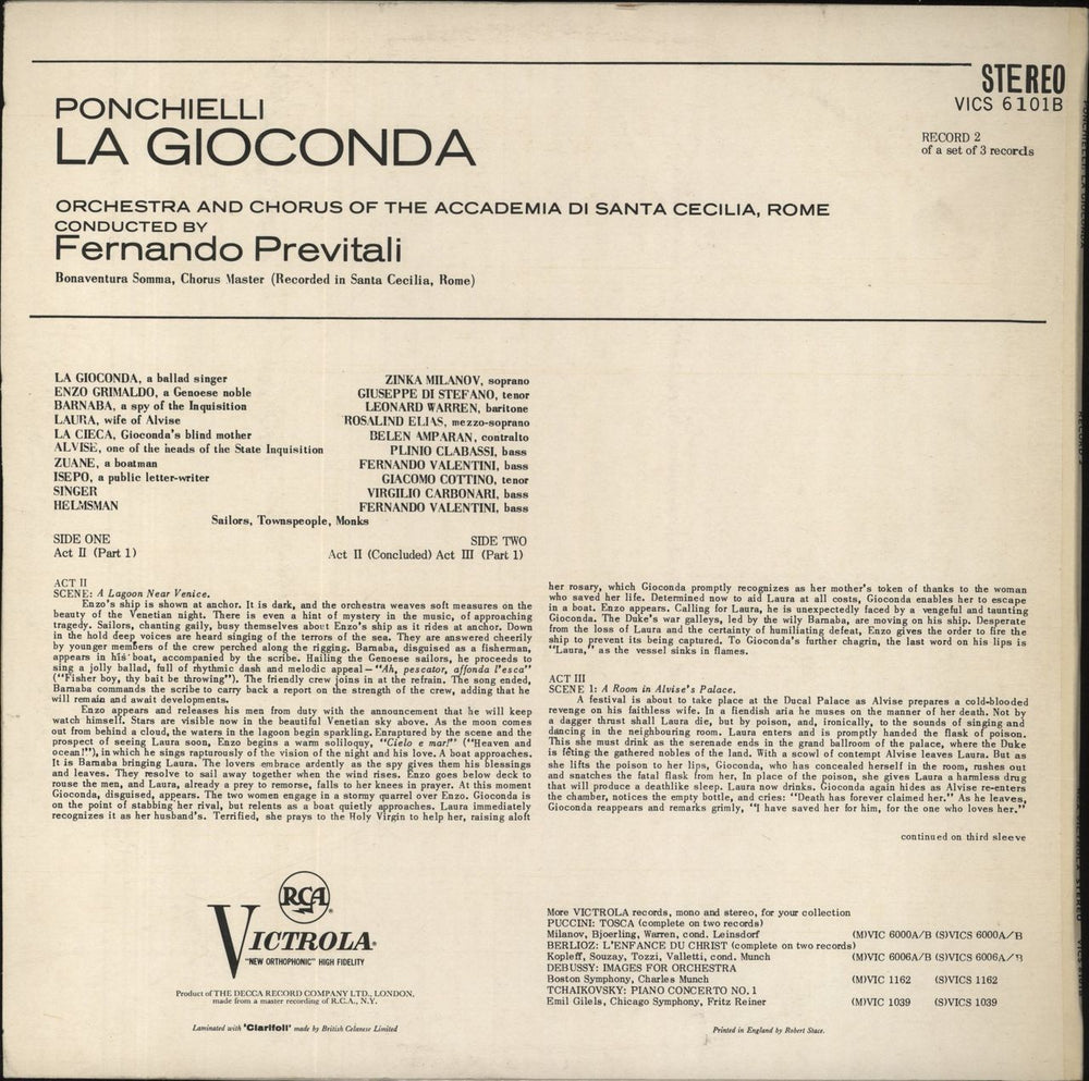 Amilcare Ponchielli Ponchielli: La Gioconda UK 3-LP vinyl record set (Triple LP Album) Deleted