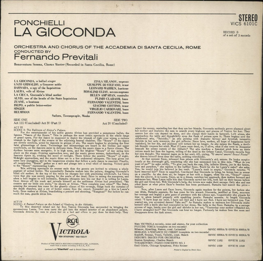 Amilcare Ponchielli Ponchielli: La Gioconda UK 3-LP vinyl record set (Triple LP Album) VICS-6101A/B/C