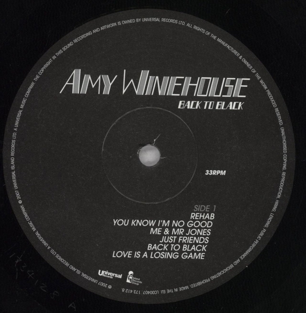 Amy Winehouse Back To Black UK vinyl LP album (LP record) AWELPBA398353