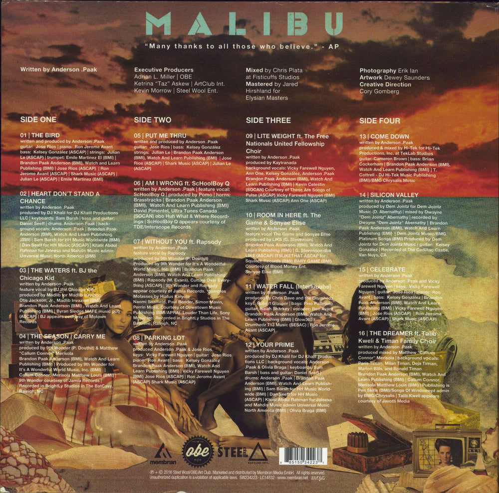 Anderson.Paak Malibu - 180gm UK 2-LP vinyl record set (Double LP Album) 885150342237