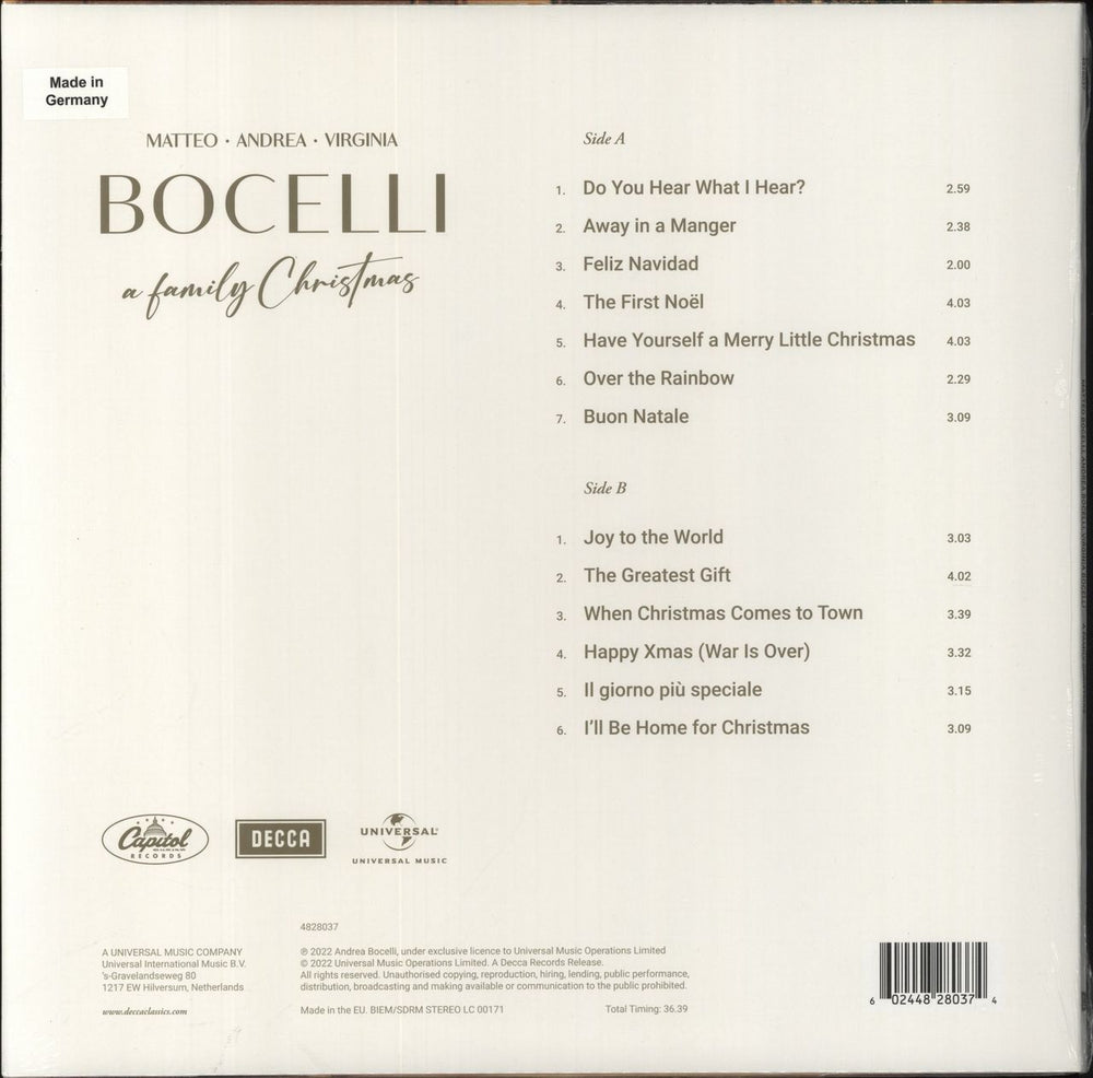 Andrea Bocelli A Family Christmas - Gold Vinyl - Sealed UK vinyl LP album (LP record) ABLLPAF831402