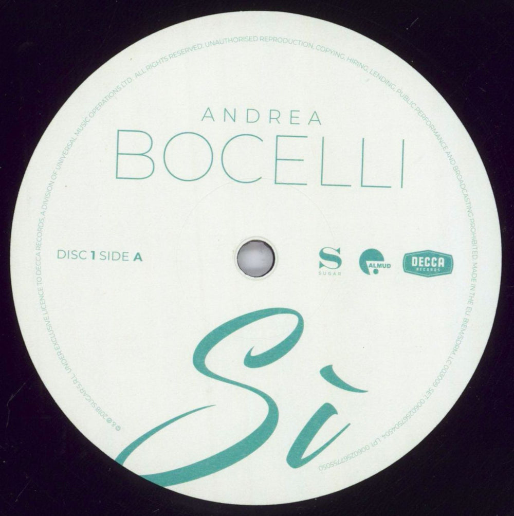 Andrea Bocelli Si UK 2-LP vinyl record set (Double LP Album) ABL2LSI831189