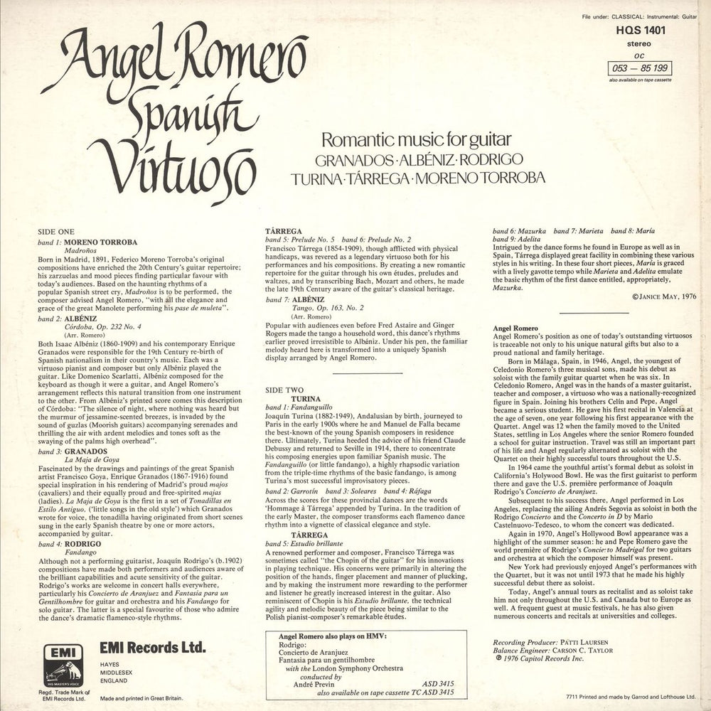 Angel Romero Spanish Virtuoso UK vinyl LP album (LP record)