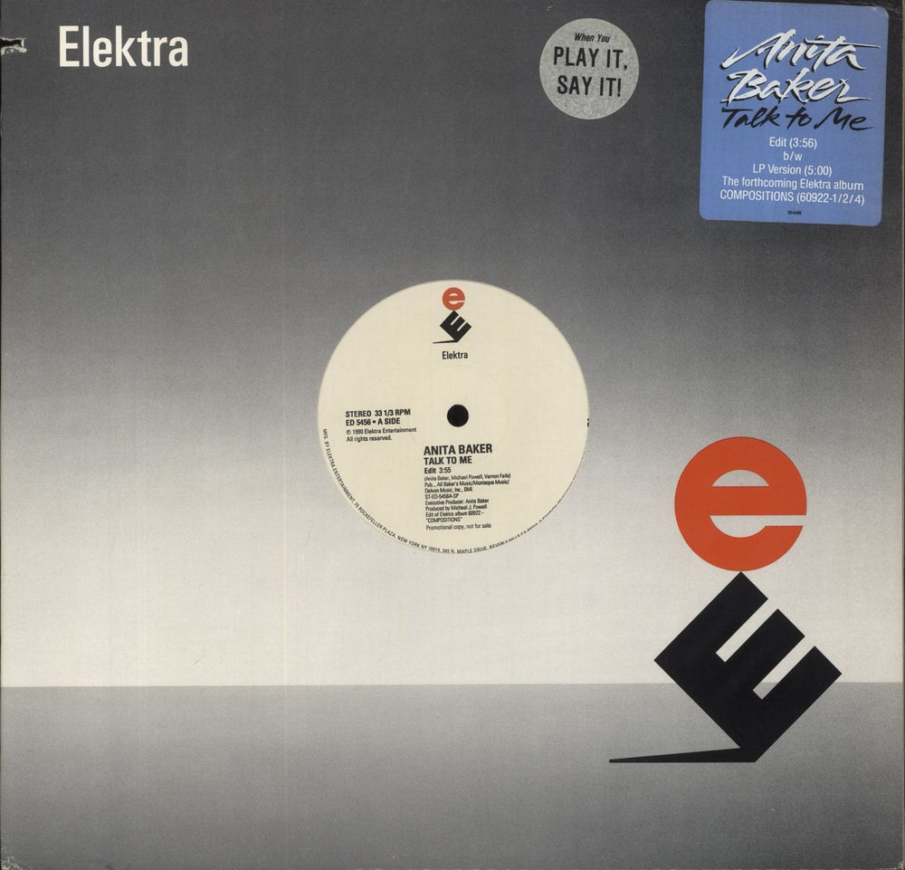 Anita Baker Talk To Me - Promo US Promo 12" vinyl single (12 inch record / Maxi-single) ED5456
