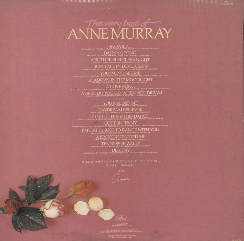 Anne Murray The Very Best Of Anne Murray UK vinyl LP album (LP record)