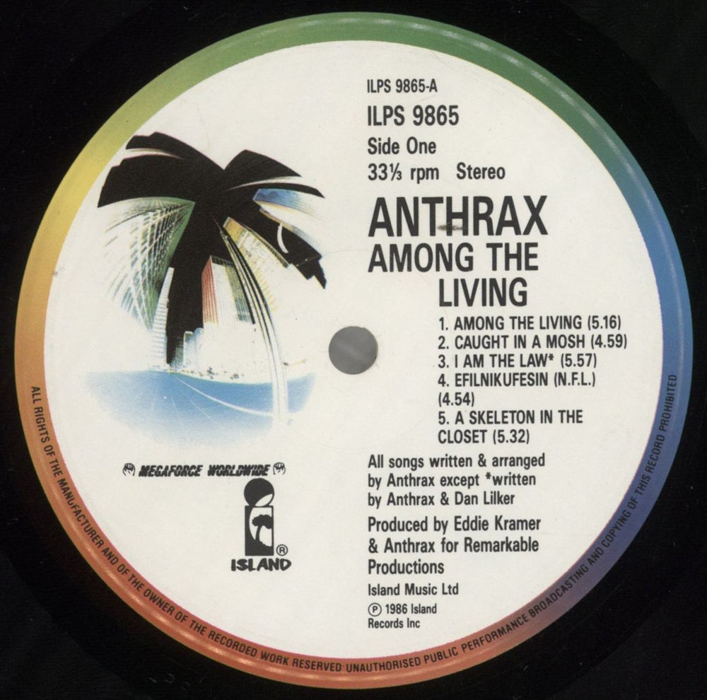 Anthrax Among The Living UK vinyl LP album (LP record) ANXLPAM160164